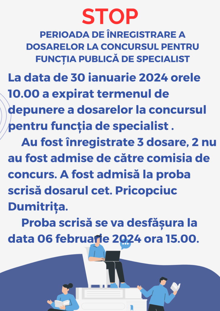 Anunț de desfășurare a concursului